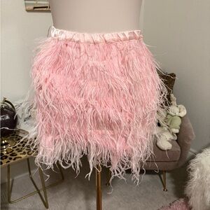 Cynthia Rowley Pink Feather Mini Skirt
